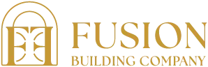 fusion building company logo gold